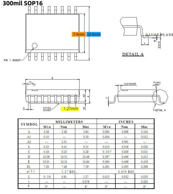 300mil SOP16 SOIC16 test socket (Back pin SMD) IC socket Clamshell Adapter socket =SOK-SPI-16W(G6179-07000001) SMT test socket - Image 4