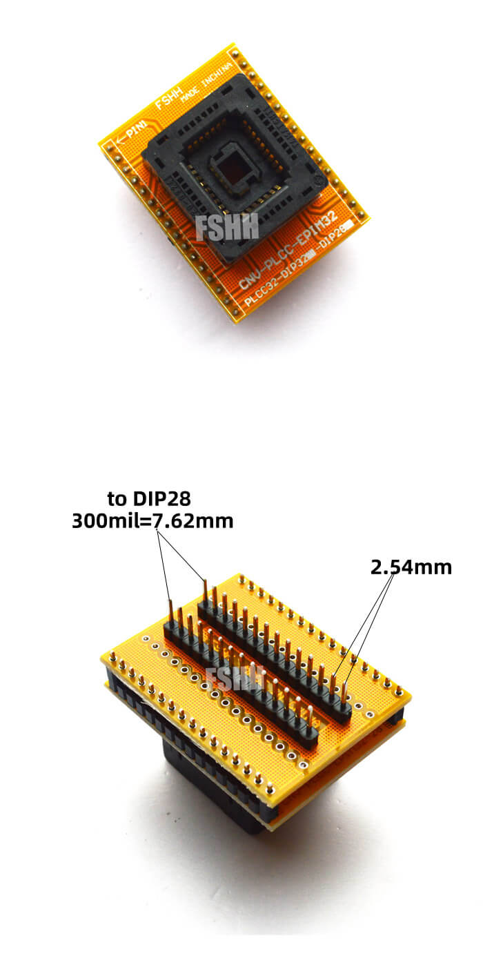 plcc32转DIP28黑色弹跳描