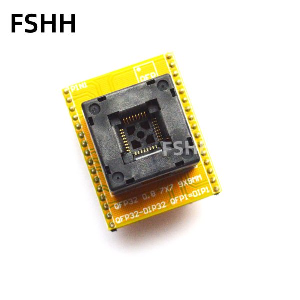 Open top QFP32 test socket TQFP32 LQFP32 ic socket SA663 QFP32 to DIP32 Programmer adapter pitch=0.8mm Size=7x7mm 9x9mm - Image 2