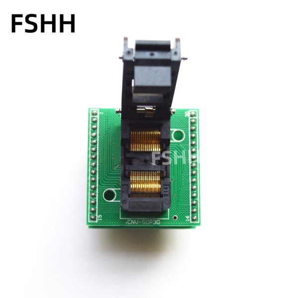 clamshell CNV-SSOP30-DIP SSOP30 to DIP30 programmer adapter IC51-0302-914  IC Test Socket pitch=0.65mm - Image 2
