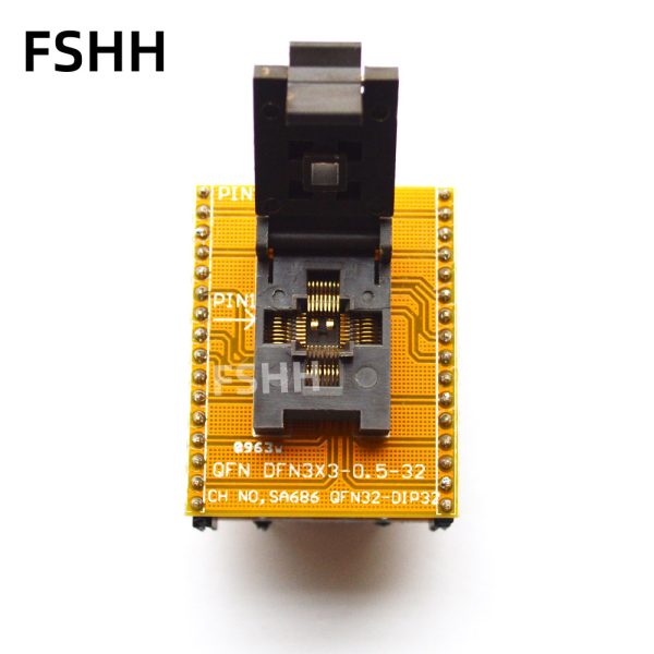 QFN32 to DIP32 programmer adapter QFN32 test socket WSON32 DFN32 MLF32 ic socket Pitch=0.5mm Size=5mmX5mm