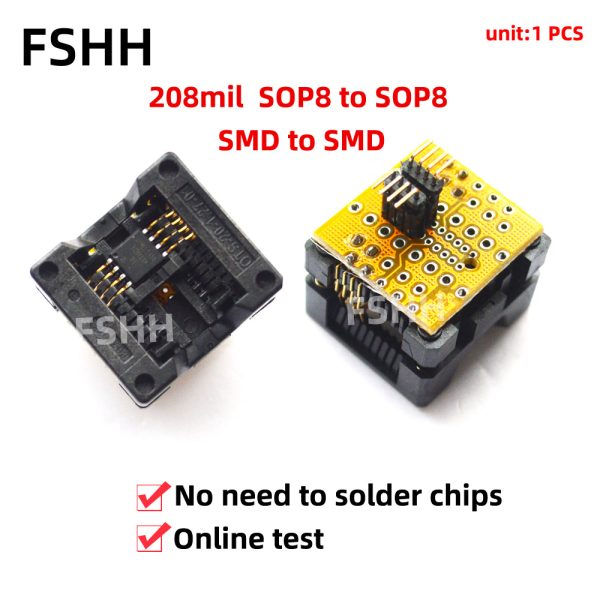 150mil 208mil SOP8 To SOP8 Online Upgrade Brush Writ Test Socket SOIC8/So8/SOP8 SMD To SMD programmer adapter - Image 4