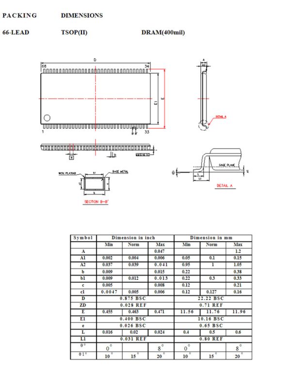 TSOP66 test socket 0.65mm TO 2.54mm DDR SDRAM socket 10mm/12mm wide - Image 4