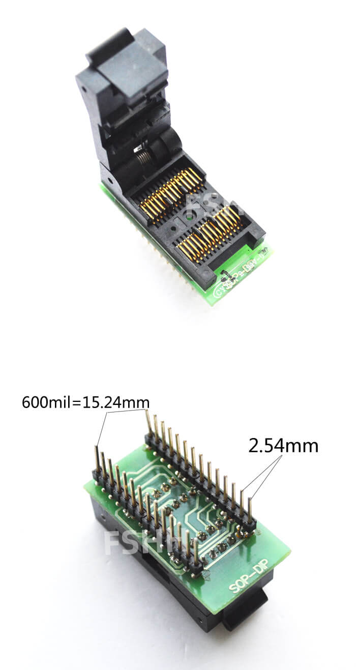 300mil SOP28 To DIP28 Programmer Adapter 228-7396 Test Socket SOP28 ...