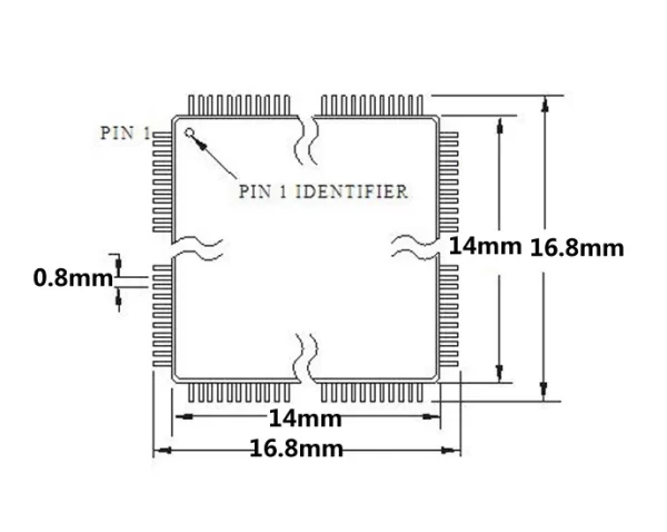 IC234-0604-024 test socket QFP64 TQFP64 ic socket Pitch=0.8mm Size=14x14mm 16.8x16.8mm - Image 3