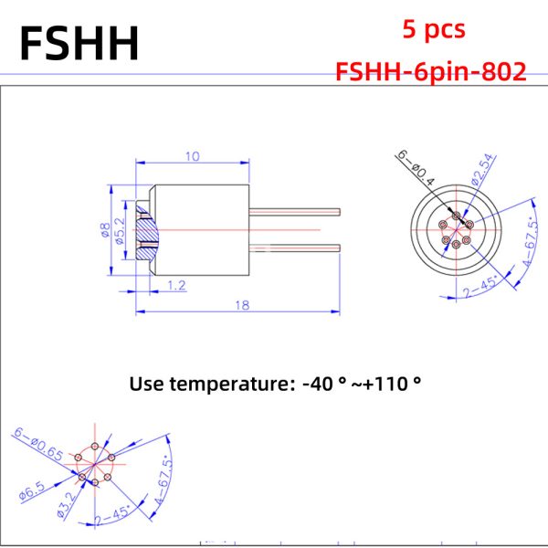 FSHH round 6pin laser diode test socket (electrode insertion) - Image 2
