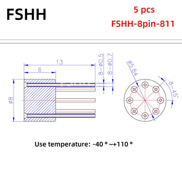 FSHH round 8pin laser diode test socket (electrode insertion)