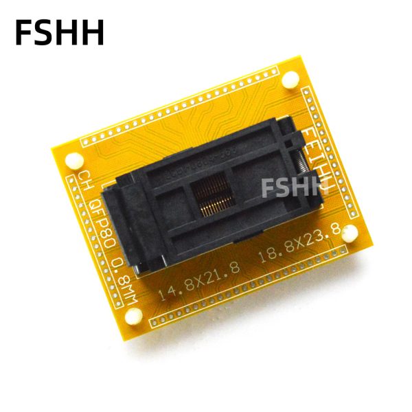 QFP80 test socket TQFP80 LQFP80 IC51-0804-566 IC TEST SOCKET With PCB board Pitch=0.8mm Size=14.8x21.8mm 18.8x23.8mm - Image 2