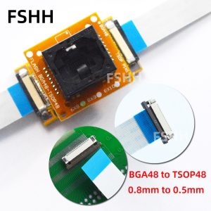 1pcs Pitch 0.8mm Size 8mmx10mm 8mmx9mm BGA48 test socket bga48 to tsop48 Chip solderless test adapter