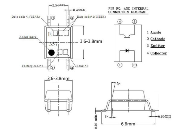 2.54mm Optocouplers test socket Optocouple SMD4 to DIP4 test socket LCCC4C-2 Burn-in Socket Pitch=2.54mm width=3.8mm 6.6mm - Image 4