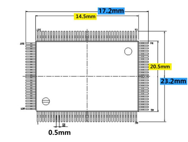 QFP128 test socket TQFP128 LQFP128 QFP128 With PCB board ic socket Pitch=0.5mm Size=14.5x20.5mm 17.2x23.2mm - Image 2