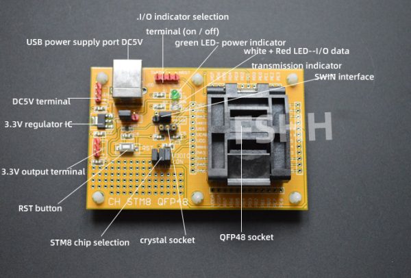 QFP48 STM8 STM8S STM8A LQFP48 TQFP48 Core board Download seat test socket Programmer adapter 0.5mm pitch - Image 2