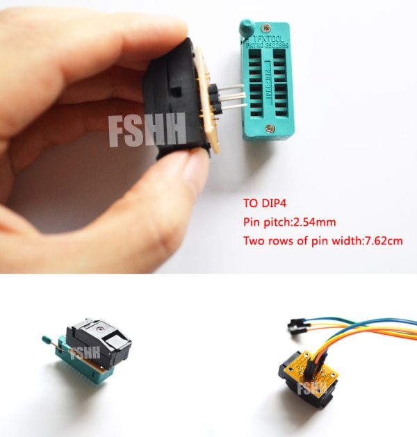 QFN4 to DIP4 test socket Crystal test socket WSON4/UDFN4/MLF4 test socket Size=6.7x3.9x2.3mm - Image 2