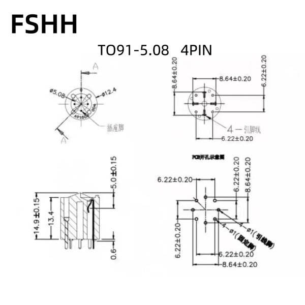 TO91 4pin 5.08mm pitch Crystal transistor test socket laser diode socket - Image 4