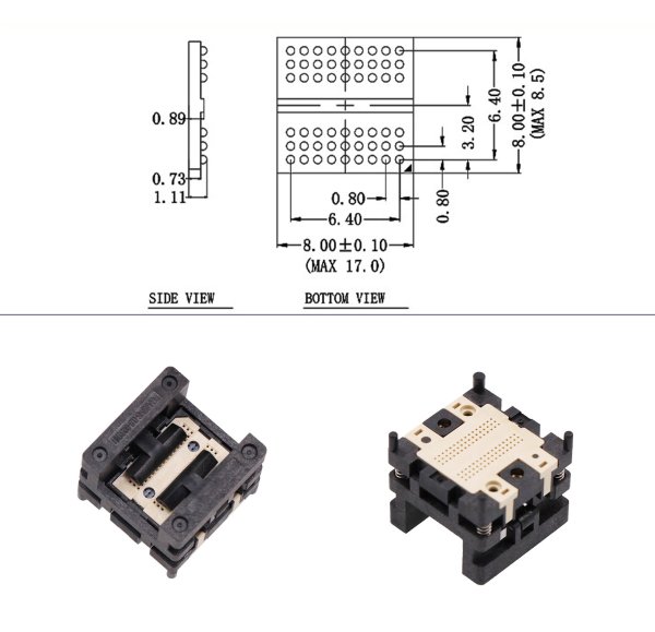 BGA54 Test Socket Dynamic Memory Chip BGA Adapter Inspection Socket 0.8mm Pin Pitch 8mmX8mm Size - Image 6
